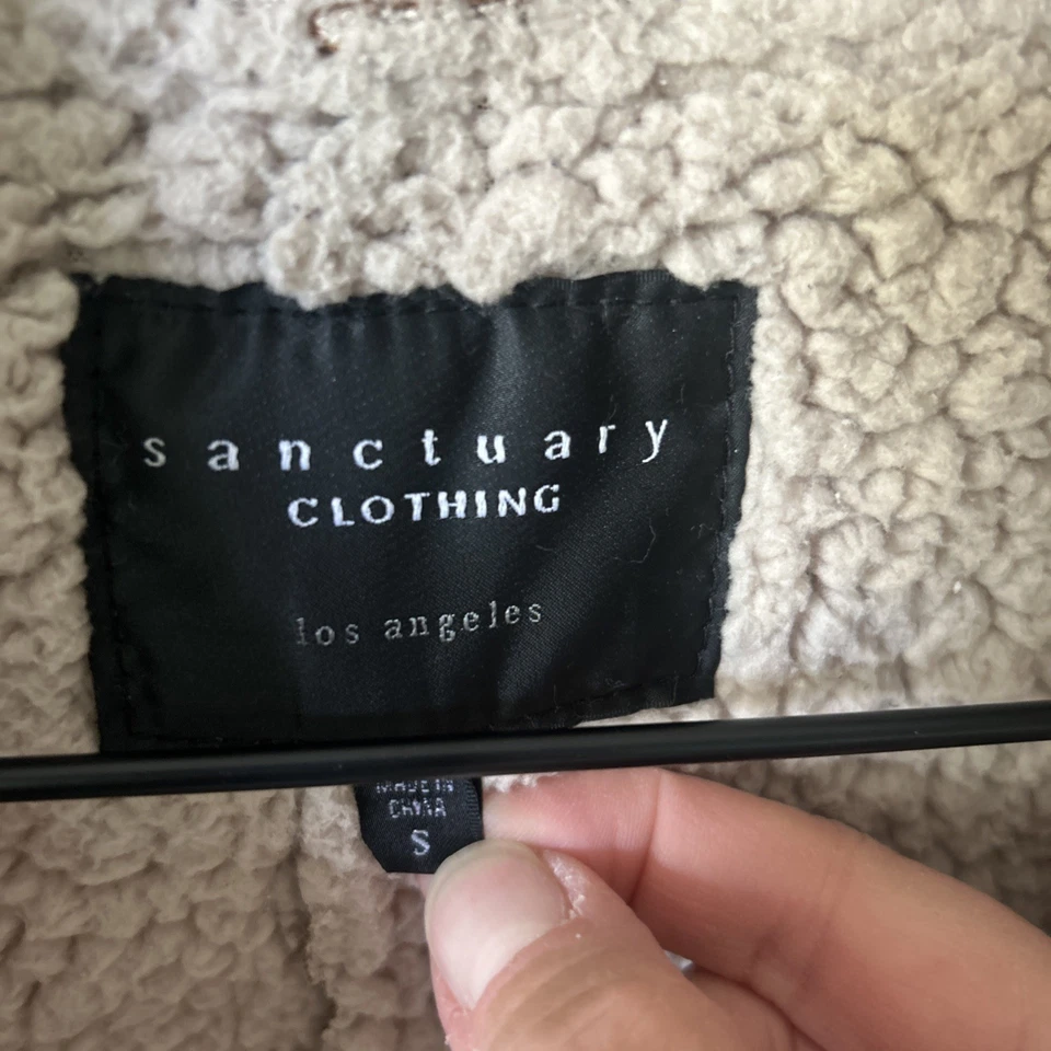 Chaleco de forro polar Sherpa de gamuza sintética occidental Sanctuary talla S Penny Lane Boho Pockets Foto 2 de 3