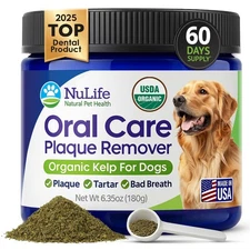Dog Teeth Cleaning Powder, Dog Plaque and Tartar Remover, Bad Breath Treatmen...