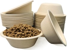 16 Oz Disposable Dog Bowls Compostable Round Pet Feeding Bowls 25 Pcs