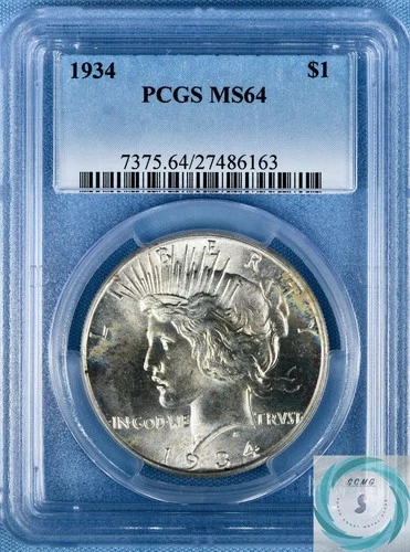 1934 Peace Dollar PCGS MS64 - Champagne and Pastel Brilliance