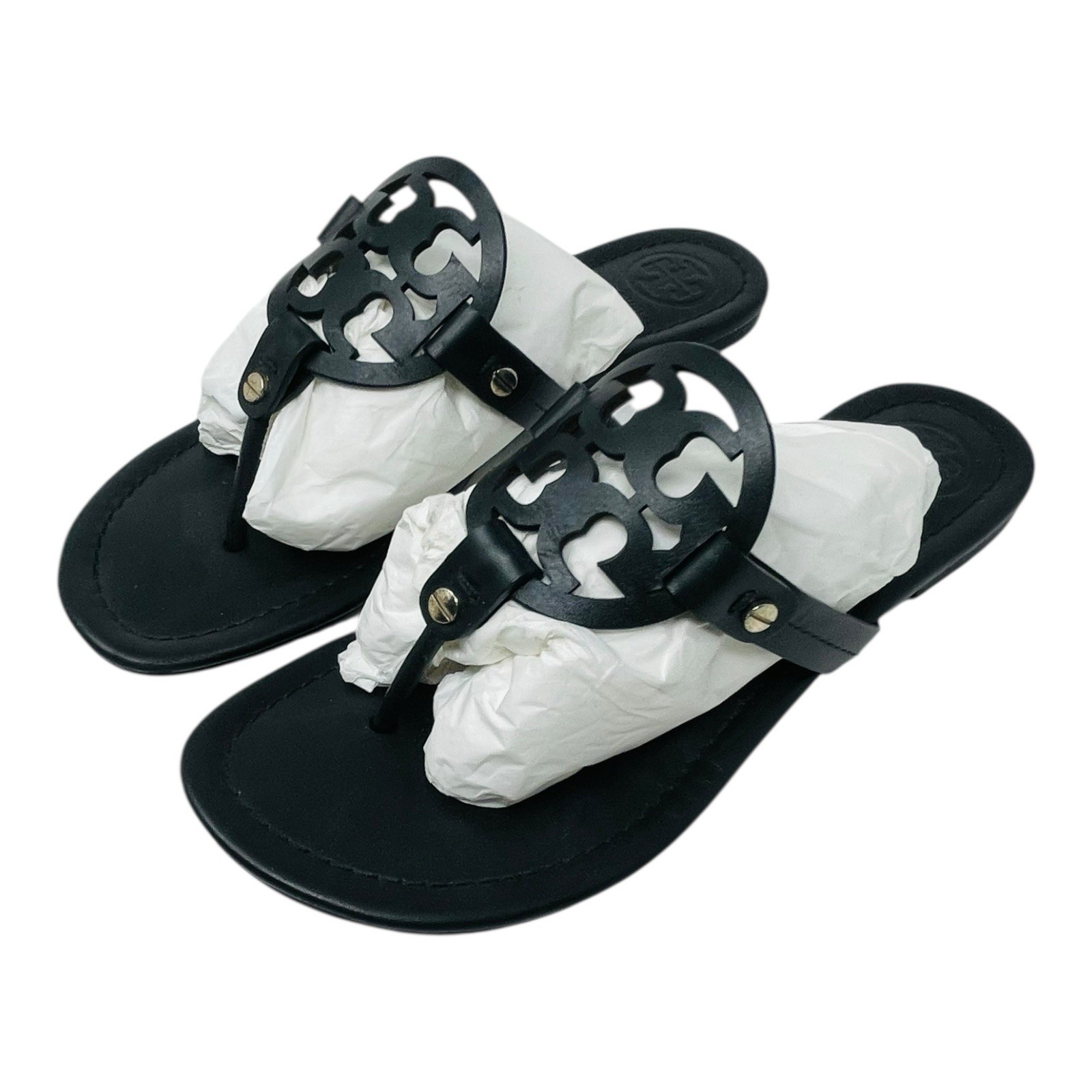 Tory Burch Miller Black Leather Thong Sandals US 8 NEW IN BOX thumbnail 3