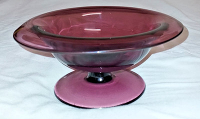 Amethyst Pedestal Candy Dish w/Rolled Edge 3'' Tall x 7'' wide