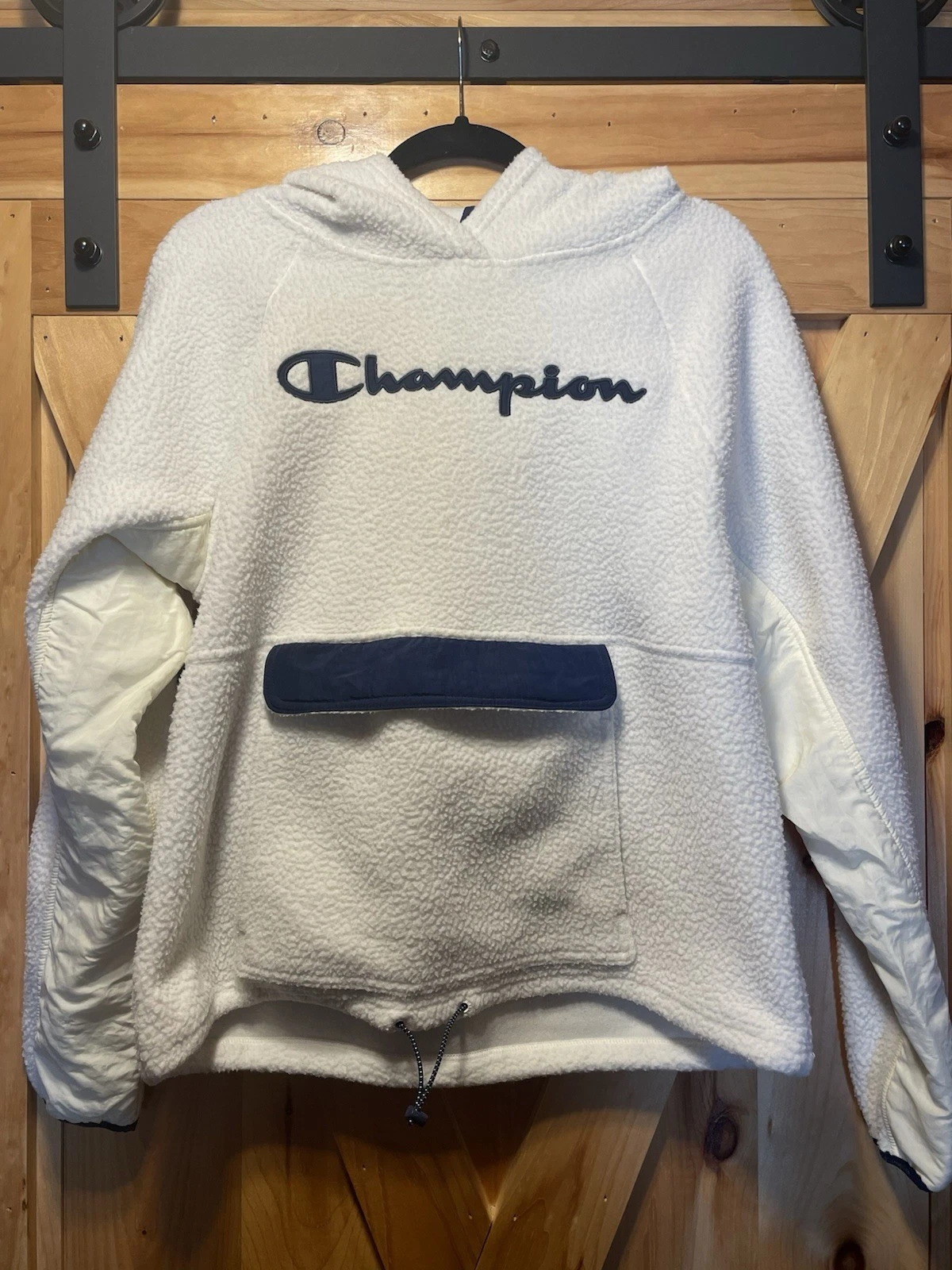 Champion Hoodie White Logo Size Women's Large Y2K VTG