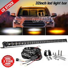 For Toyota Tacoma 2016-2023 32'' LED Light Bar White/Amber Strobe beam + Wire
