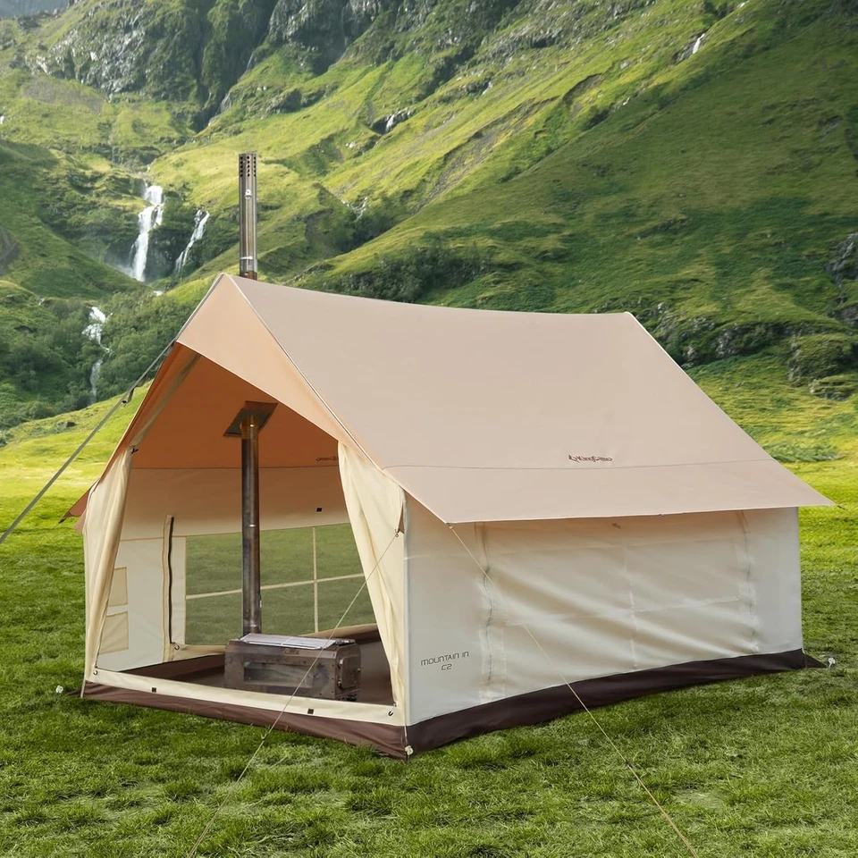 Tienda caliente resistente a la intemperie para 6-8 personas con gato de estufa - Amplio retiro de cabina familiar Foto 3 de 4