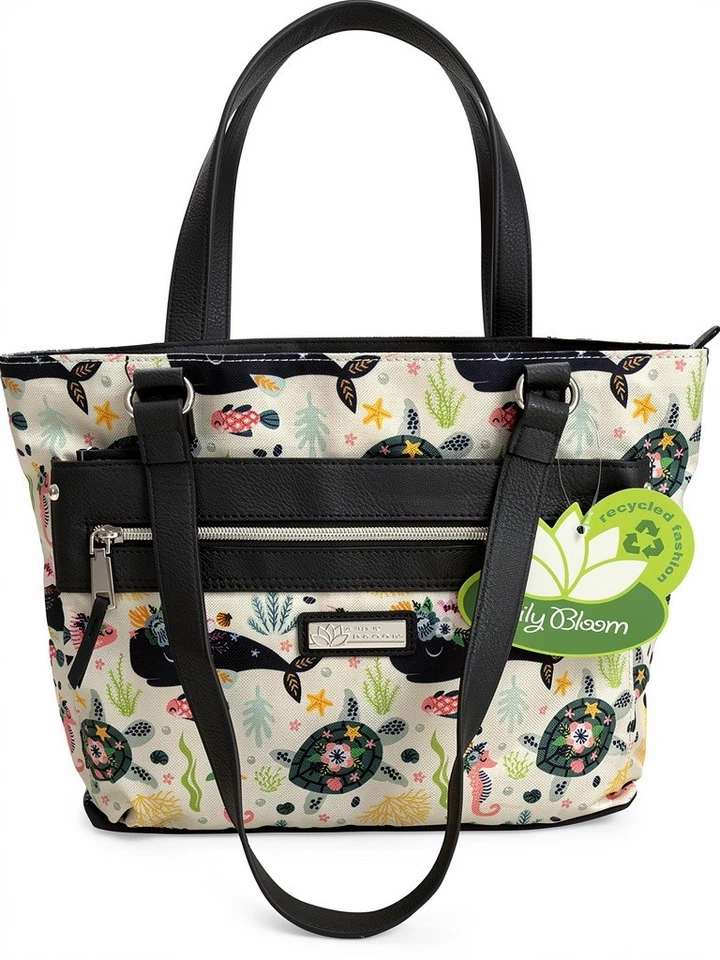 Bolsa tote ecológica Lily Bloom – estampa Ocean Sea Life – Baleias, tartarugas, cavalos-marinhos - Imagem 4 de 4