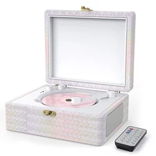 Portable CD Player with Bluetooth, Speakers, USB, AUX, Remote & Rechargeable