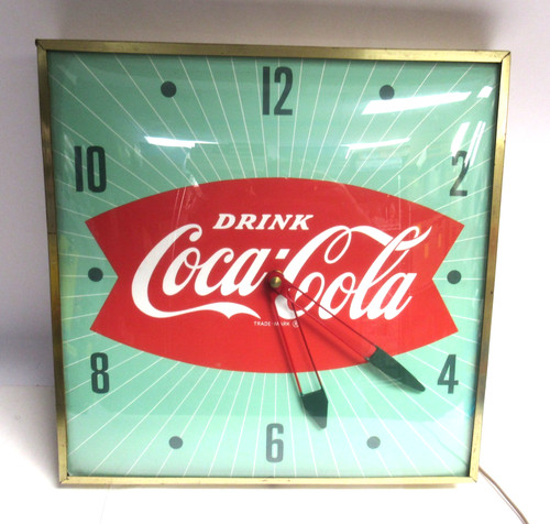 1950's Vintage "DRINK COCA-COLA" Electric Wall Clock 15" x 15" x 3" PAM Clock Co