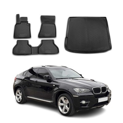 Custom Floor Mats & Cargo Liners for BMW X6 E71 E72 2008-14 Rubber Black 5Pcs