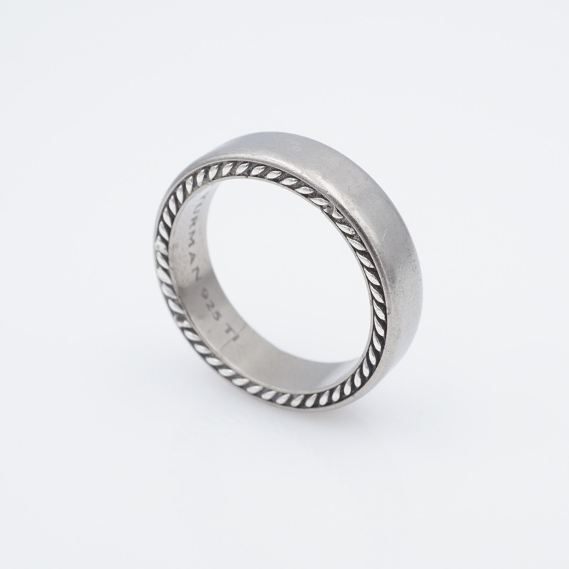David Yurman Streamline Band Ring Sterling Titanium $425 Size 10.5 6mm RS3895
