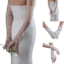 1 Pair Women Mesh Tulle Gloves Elegant Wedding Opera Tea Party Gloves for Formal