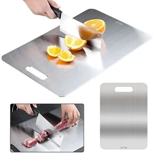 Stainless Steel Cutting Board Double-Sided Cutting Boards Kitchen Camping US