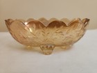 🍬 Jeannette Floragold Carnival Glass 4-Toed Open Candy Dish | Leaf Etched — photo 4
