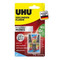 UHU Sekundenkleber Gel Extra Stark Kunststoff Metall Holz 3X1G Tuben Mit Box