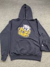 Michigan Wolverines Mens Small Blue Champion Hoodie Vintage Vault Logo