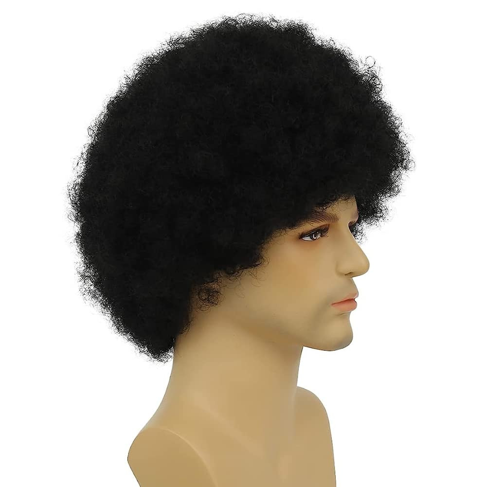 Mens Afro Wig Curly Black Short Wigs Kinky Fancy Funny 70S Costume Halloween Par