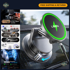 15W Magnetic Wireless Car Charger Mount for iPhone 18 Pro Max, Samsung, Pixel -