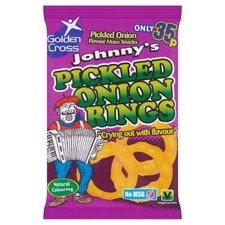 36 Pack Golden Cross Johnny's Pickled Onion Rings Flavour Maize Snacks 22g x36