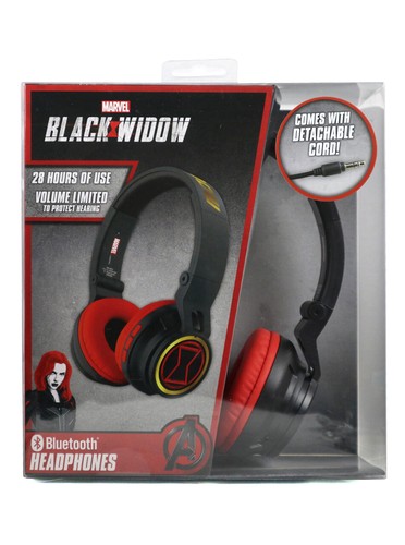 Cuffie wireless per bambini Black Widow Bluetooth Marvel Comics eKids nuove