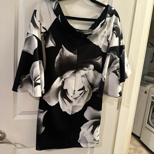 VENUS ~ Size M ~ Flirty Floral OFF SHOULDER Bell Sleeve Cocktail SCUBA Dress c27 - Picture 6 of 8