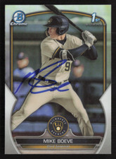 Mike Boeve Signed 2023 Bowman Refractor Draft # BDC-192 Milwaukee Brewers 5