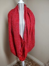 extra large Infinity scarf/wrap Red Knit Tectured Acrylic Blend