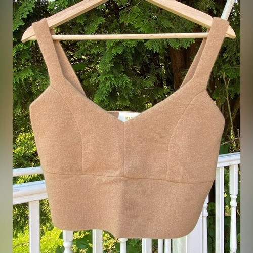 $120 Anthropologie NUEVO Maeve Cashmere Camiseta sin mangas recortada TALLA M miel - Imagen 5 de 8