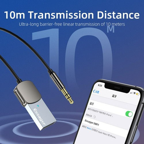 Essager EB01 Bluetooth 5.0 Aux Adapter Wireless Car Receiver USB to 3.5mm & Mic - Picture 8 of 12