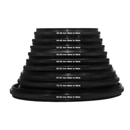 9 Pieces Male to Male Filter Ring Adapter Set Camera Lens Metal Rings Kit - Picture 2 of 5