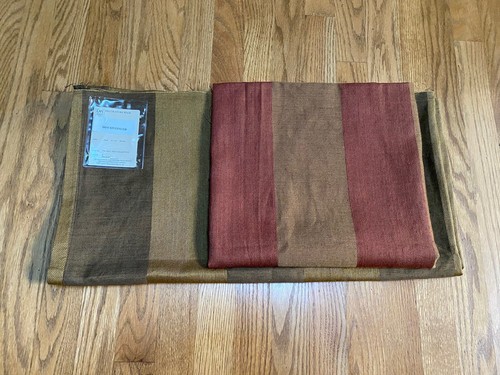 Schumacher Linen Blend Fabric Continental Stripe Rust Origin France 48"x46” - Picture 8 of 8