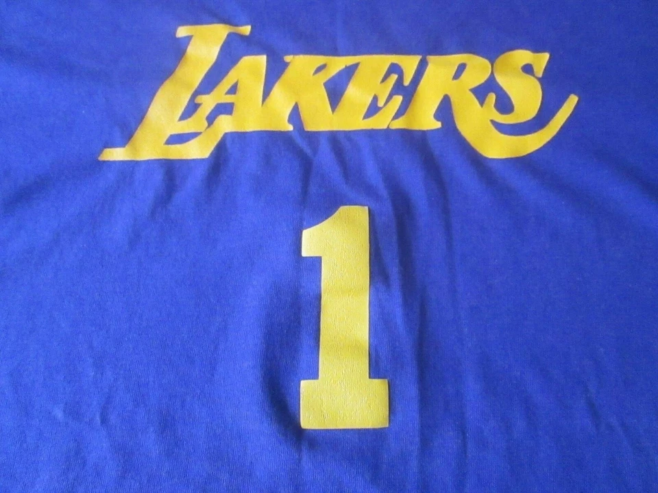 Camiseta De Colección Russell Athletic NuBlend Los Angeles LAKERS 1 Púrpura Pequeña 50/50 Foto 2 de 4