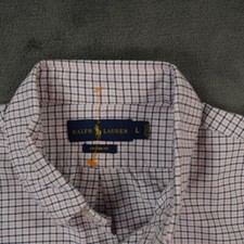 Ralph Lauren Tattersall Check Shirt Mens Large Blue Pink Custom Fit Tattersal