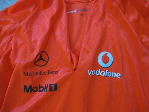 Maillot Vintage Vodafone McLaren Mercedes Orange F1 Shirt Jersey Femme - L - Picture 3 of 5
