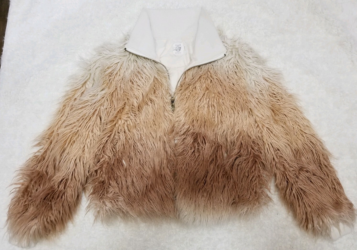 FILA VOLCOM Stone Row Furrankie Shag Giacca Ecopelliccia Rosa Ombre Taglia XS