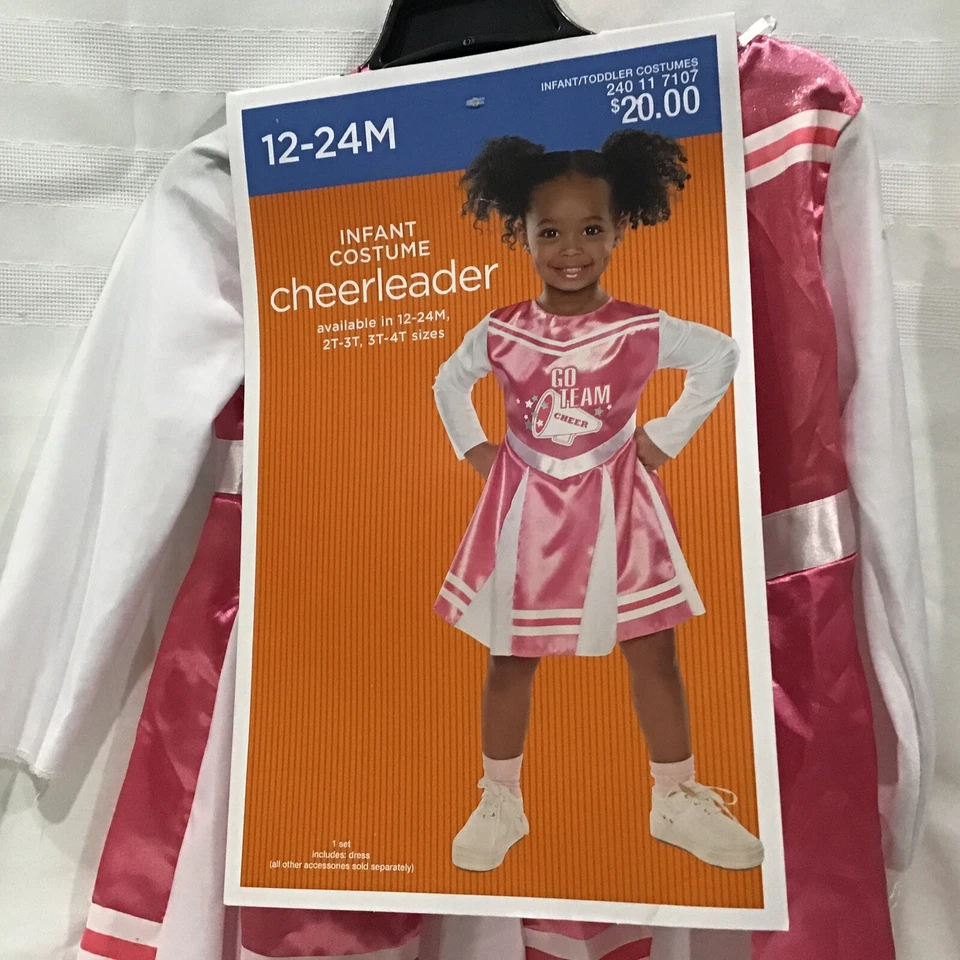 "Cheerleader" Go Team ~ Vestido Rosa Infantil / Disfraz Talla 12-24 Meses NUEVO Foto 2 de 4