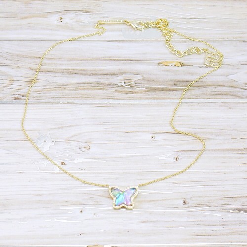 Collana con ciondolo Kendra Scott Lillia farfalla lilla abalone tono oro nuova senza etichette - Foto 6 di 8