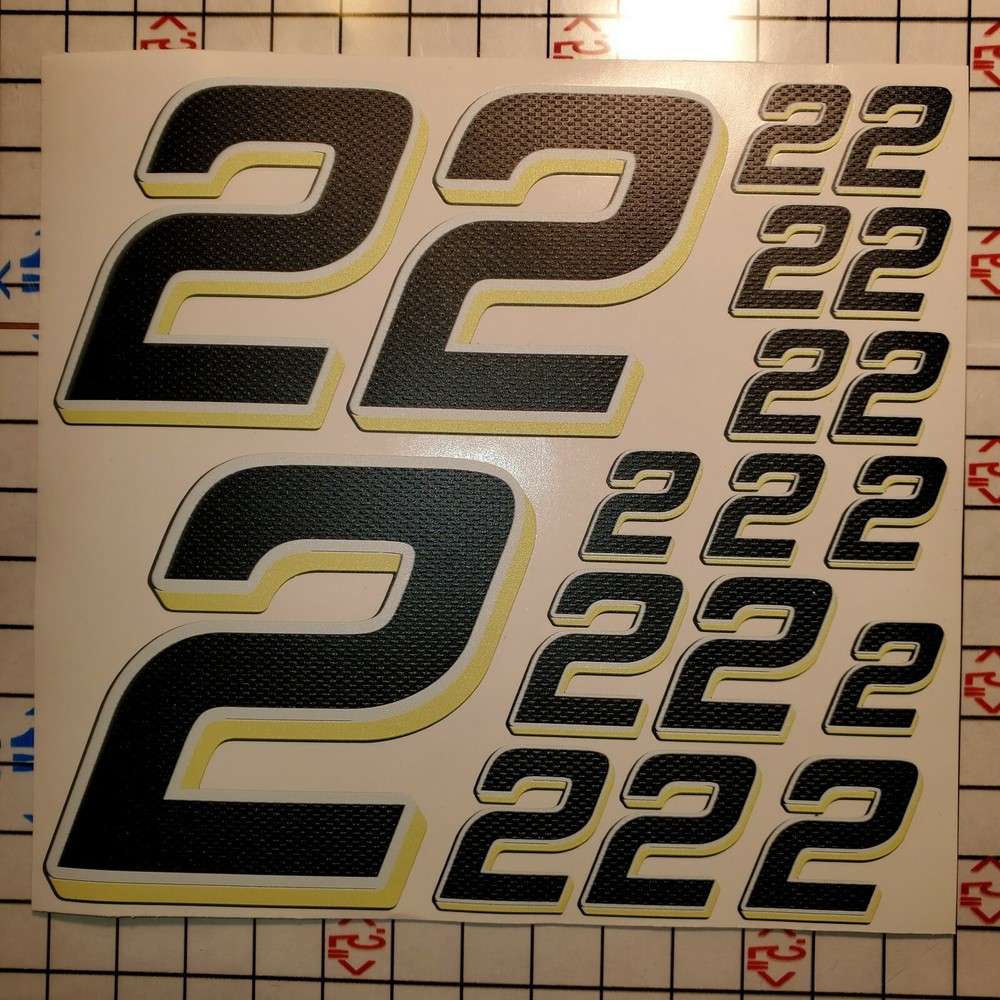 Matte Black-w/Gloss Carbon Fiber yellow/white  #2's Racing Vinyl Decal Sheet Rc