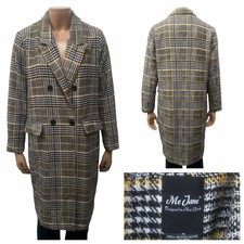 Me Jane Double Breasted Prince Of Wales Check Wool Blend Coat Size M