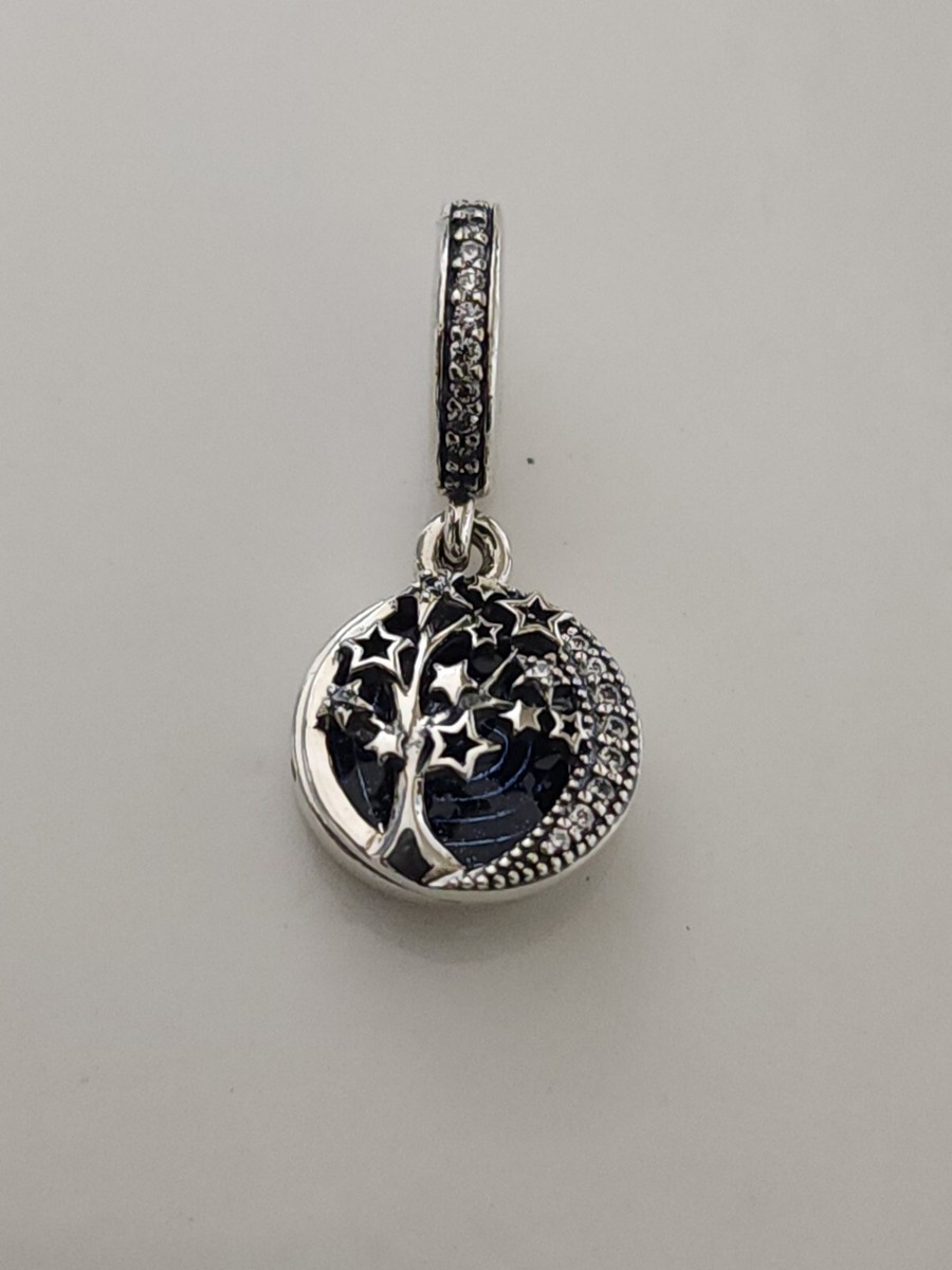 AUTHENTIC PANDORA DOUBLE DANGLE TREE & GALAXY MOON CHARM