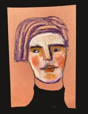 Woman Portrait Painting Naive Outsider 4x6 Expressive Wall Art Whimsical