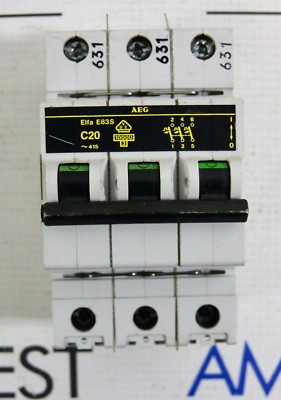 AEG Elfa 83S  C20 Din Rail Circuit Breaker 3 Pole 277/480 volt