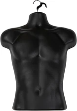  Torso Form Molded Man's Shirt Frosted Fits S - L Hanging Male Mannequin Black