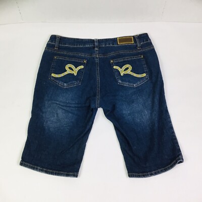 Roca Wear Womens Jean Shorts Size 11 32/12 Designer Low rise Denim Dark wash
