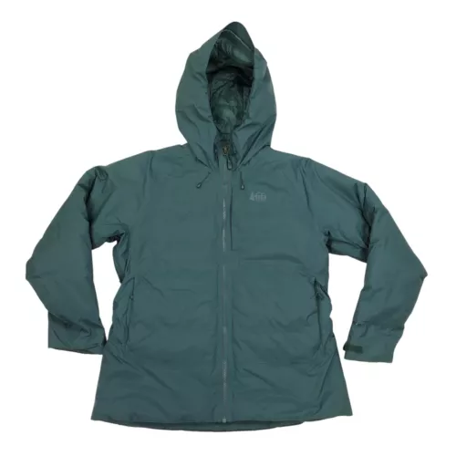 REI Co-op Goose Down Hydrowall 2L Puffer Jacket Women's Large Sea Forrest Green