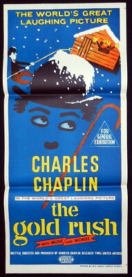 THE GOLD RUSH Original 1956r Daybill Movie Poster Charlie Chaplin Mack Swain
