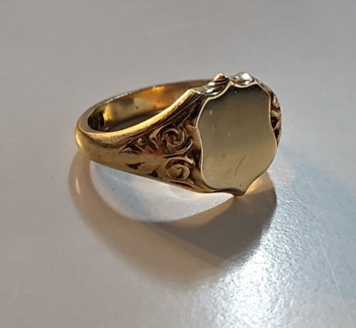 Schild-Siegelring 9 kt Gelbgold, Größe R 1/2