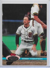 1991 Stadium Club Baseball Robby Thompson Card # 77 Rare Variation F Copyright