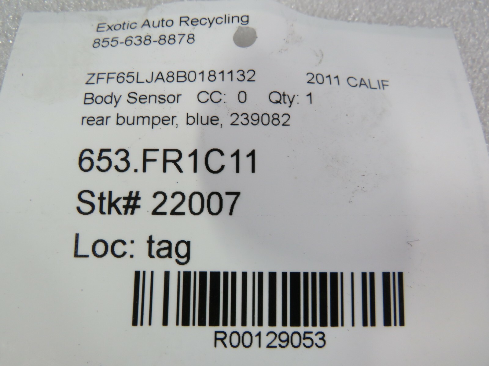 Ferrari California, 458, FF, Rear Bumper Parking Sensor, Used, P/N 239082