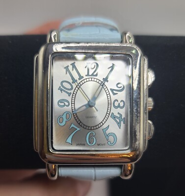 Women's Blue Watch With Croc Embossed Band