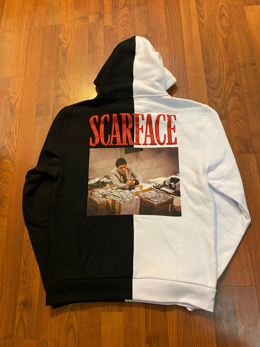 NEW Scarface Movie Tony Montana Al Pacino Split Black Hoodie NEW Scarface Movie Tony Montana Al Pacino Split Black Hoodie